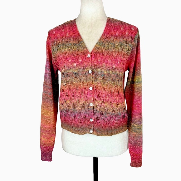 Sweaters - Multicolour and gold knit cardigan